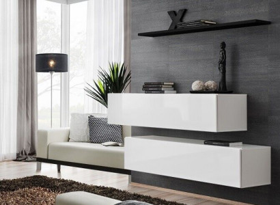 Modern wall unit living wall shelf wall cabinet white luxury furnishings designer